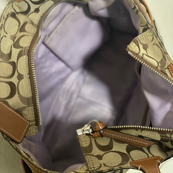 Coach Signature East West Canvas Leather Tote Handbag - Picture 12 of 14